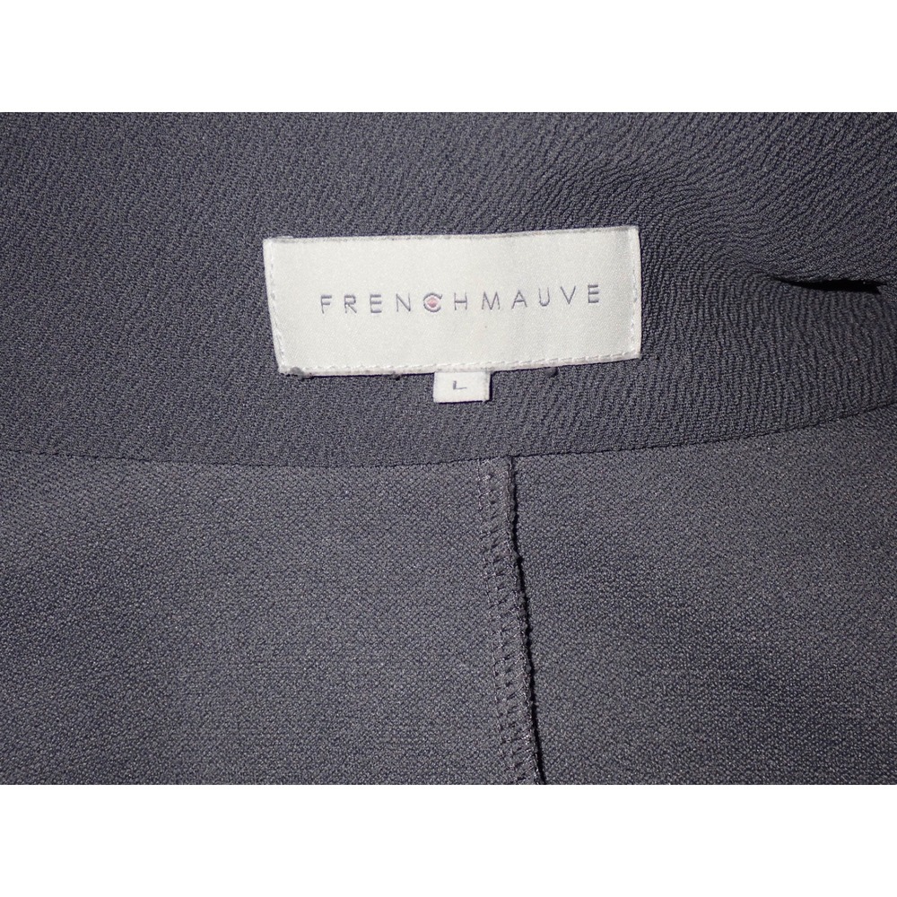 French Mauve Knit Tunic Blazer Women L Gray Open Stretch Pockets Business Casual - Picture 5 of 5